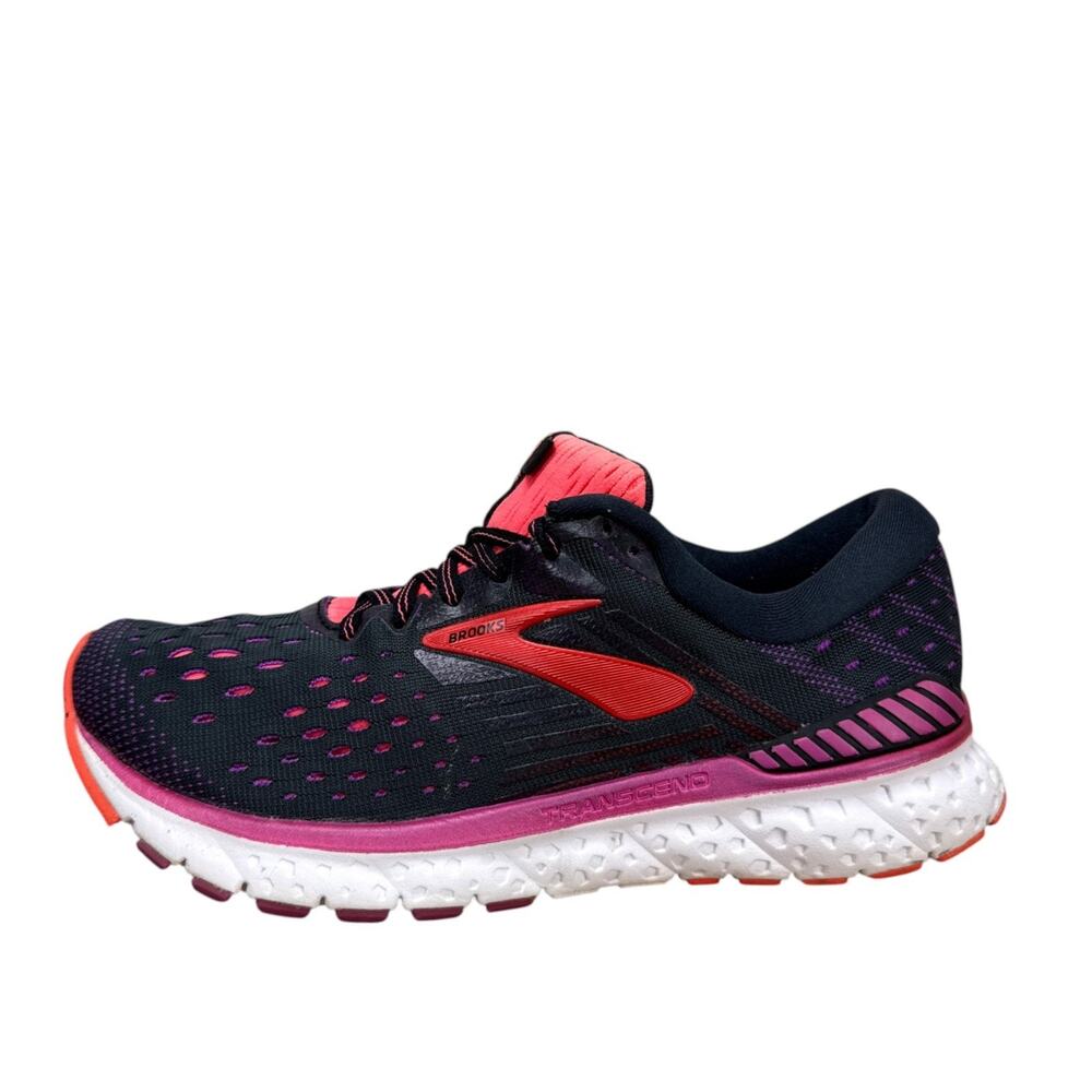 Brooks Transcend 6 Running Shoes Womens 8 Black Purple Coral Athletic Sneakers - Picture 2 of 13